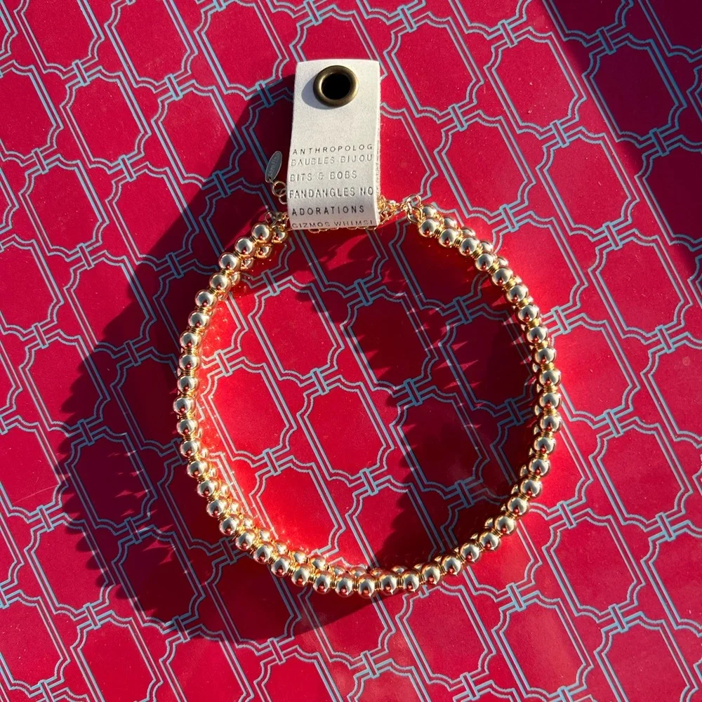 Anthropologie Gold Beaded Necklace - Picture 4 of 11